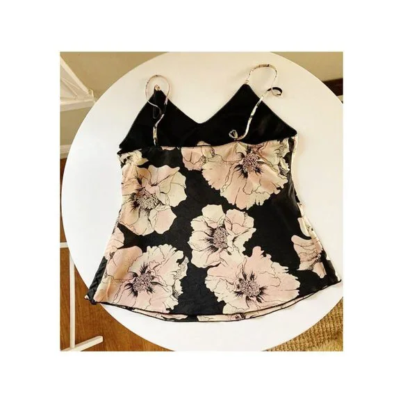 Kenzie 100% Floral Silk Zipper Camisole Sz 2 - Picture 3 of 7